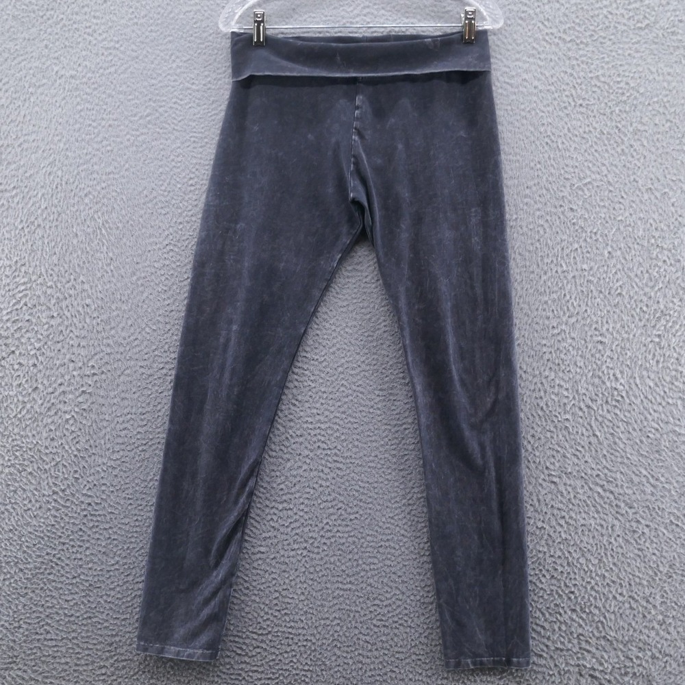 TParty Women Charcoal Mineral Wash Fold Over Waistband Yoga Leggings Size L